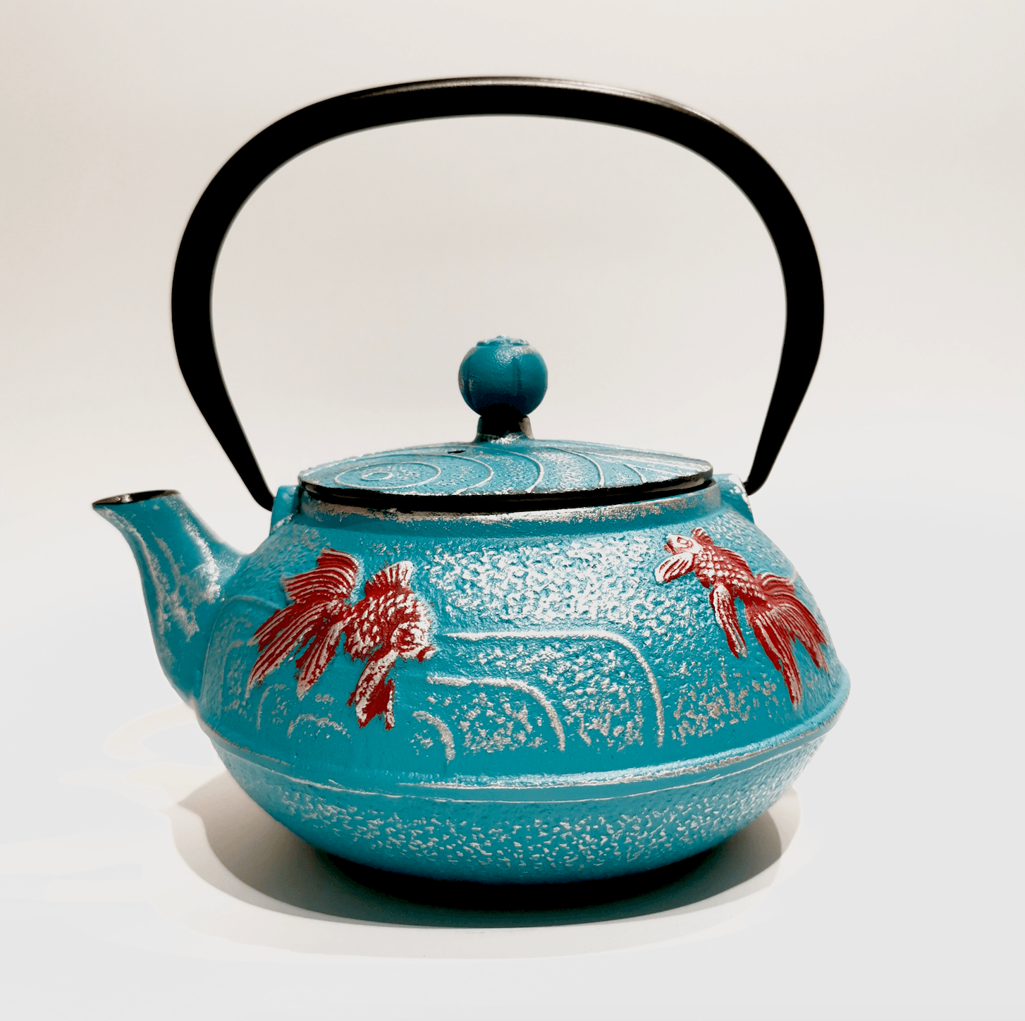 Cast Iron Teapot-Blue with Goldfish - J Mart