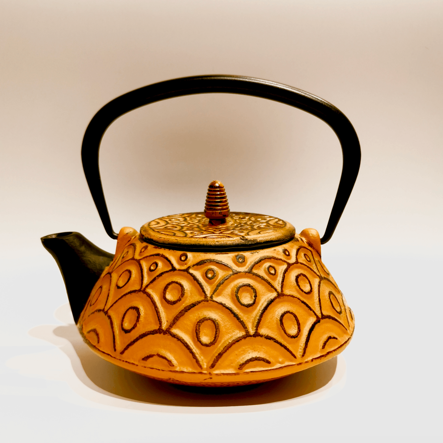 Cast Iron Teapot-Yellow Seigaiha - J Mart
