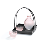 Hirota Hana Honoka sakura glass sake set with tray - J Mart