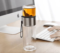 238ml tea & water separating tumbler with double-walled glass Silver - J Mart