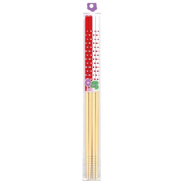 Polka dots bamboo cooking chopsticks set 33cm 2 pieces - J Mart