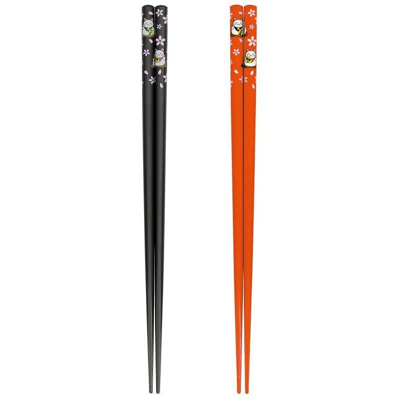 Beckoning cat chopsticks 22.5cm 1 piece (available in two colors) - J Mart