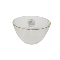 Glass noodle bowl with gold trim 9.2cm