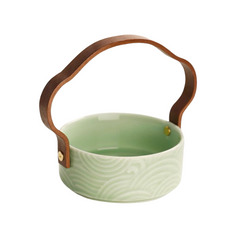 Pastry Plate With Handle avacado green