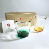 ISHIZUKA Tsugaru Kinsai on-the-rocks glass set-Ryokuyo 300ml*2 - J Mart