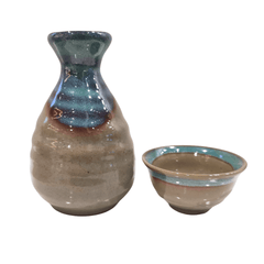 Ceramic sake blue tokkuri - J Mart