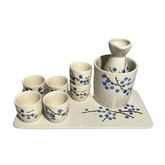 Japan Sake Set One bottle with 6 cups Blue Plum - J Mart