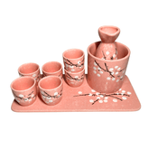 Japan Sake Set One bottle with 6 cups Pink - J Mart