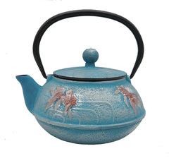 Cast Iron Teapot-Blue with red fish 800ml