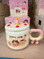 Happy All The Time Ceramic Mug – Cute Cat and Dog Edition