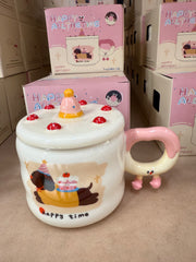 Happy All The Time Ceramic Mug – Cute Cat and Dog Edition