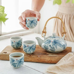 JDZ 4 cups 1 Tea pot Blue Grape - J Mart