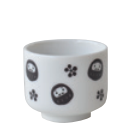 White Daruma Pattern Sake Cup with Sakura