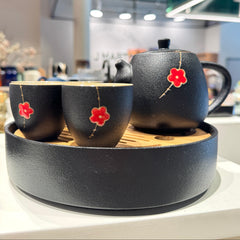 JDZ 1 Tea pot 4 cups with black color and red flower