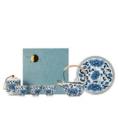 JDZ 3 cup 1 Pot Blue and white porcelain - J Mart