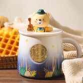 Lucky Bear Ceramic Mug with Lid – Guitar Edition