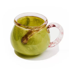 JDZ Handcrafted Glass Cup with Handle – Iridescent Glaze Series