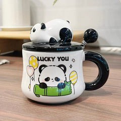 Cute Panda 3D Lid Ceramic Mug – 330ml