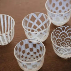 Hirota Taisho Roman glass cold tea connecting lattice 140ml - J Mart