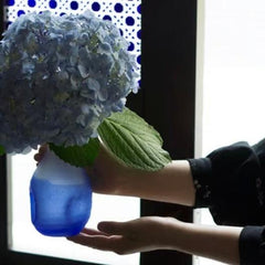 Hirota frozen glass sake set with tray snowstorm (blue) - J Mart