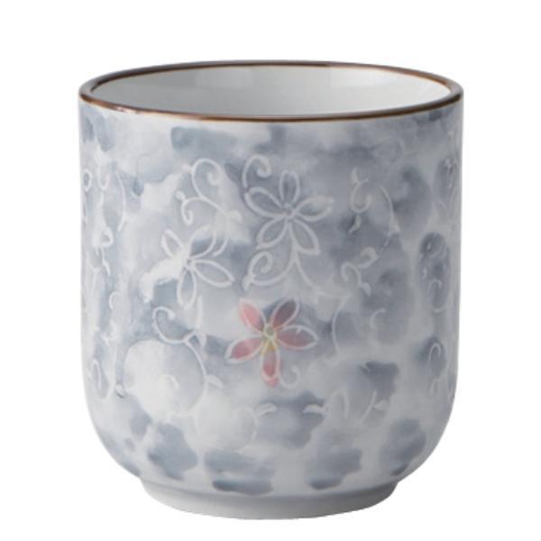 Grey Flowers Teacup - J Mart
