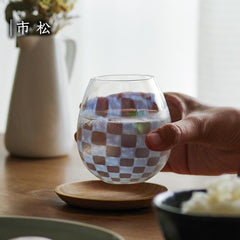 Hirota Taisho Roman glass flower bud ichimatsu 200ml - J Mart