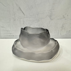Glass Tea Cup with Plate GREY