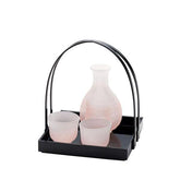 Hirota frozen glass sake set with tray snowstorm (pink) - J Mart