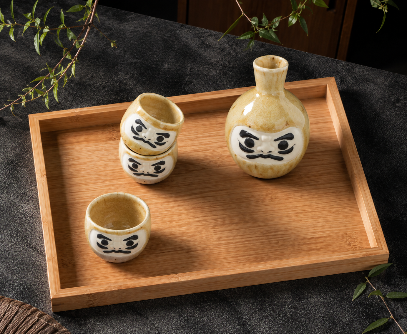 Daruma sake set – brown