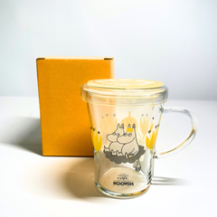 MOOMIN heat-resistant teamate glass mug with tea strainer 300ml