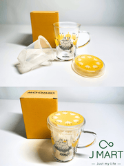 MOOMIN heat-resistant teamate glass mug with tea strainer 300ml - J Mart