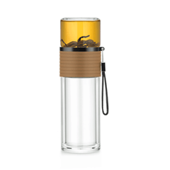 238ml tea & water separating tumbler with double-walled glass Brown - J Mart