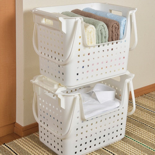Stackable Wide Basket brown