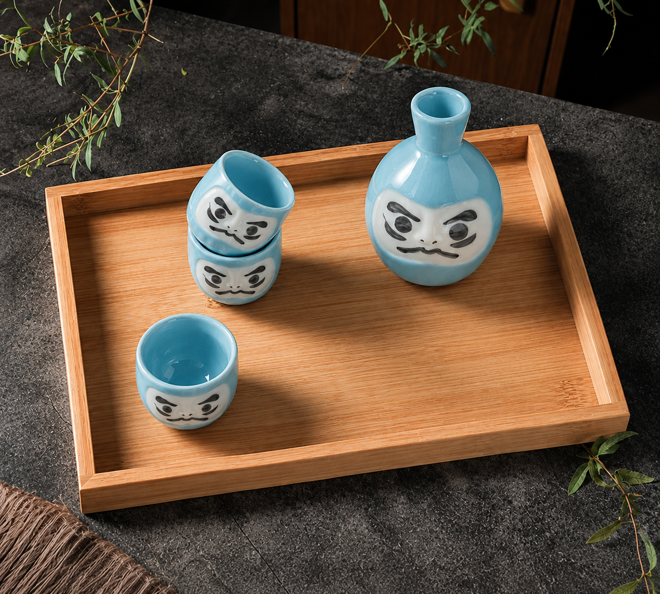 Daruma sake set – blue