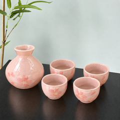 Bundle Set-Pink Flower Sake Set