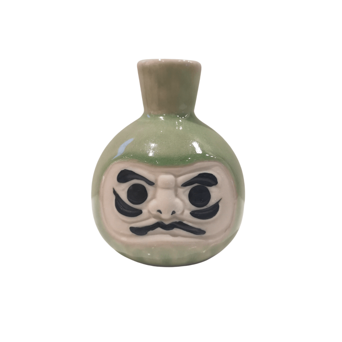 Sake Flask Daruma GREEN talent luck - J Mart