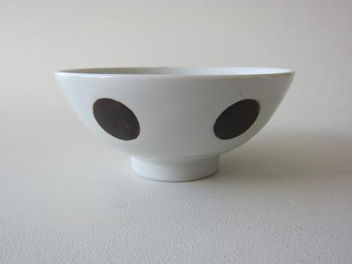 Cream Powder Blown Large Polka Dot Extra Large Rice Bowl