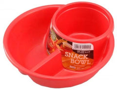 RED ROUND PLASTIC SNACK PLATE