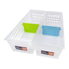 Long Basket Wide with 1 Partition blue/orange/green/pink