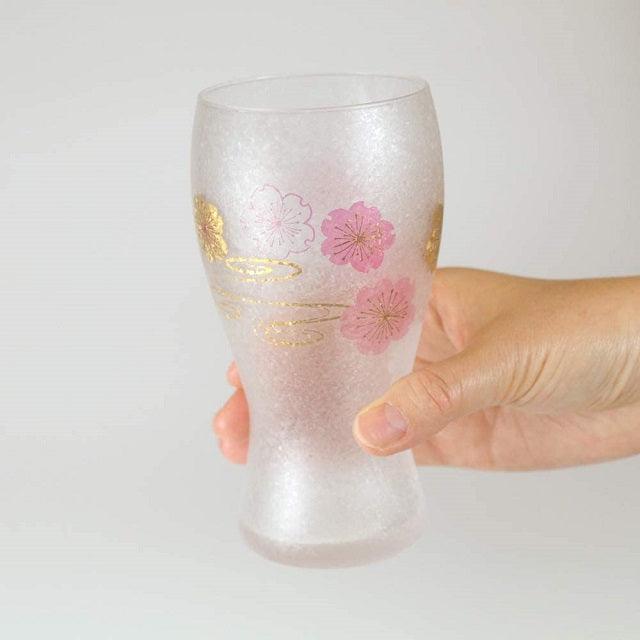 ISHIZUKA Suimon sakura premium beer glass set 380ml*2 - J Mart