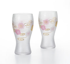 ISHIZUKA Suimon sakura premium beer glass set 380ml*2 - J Mart