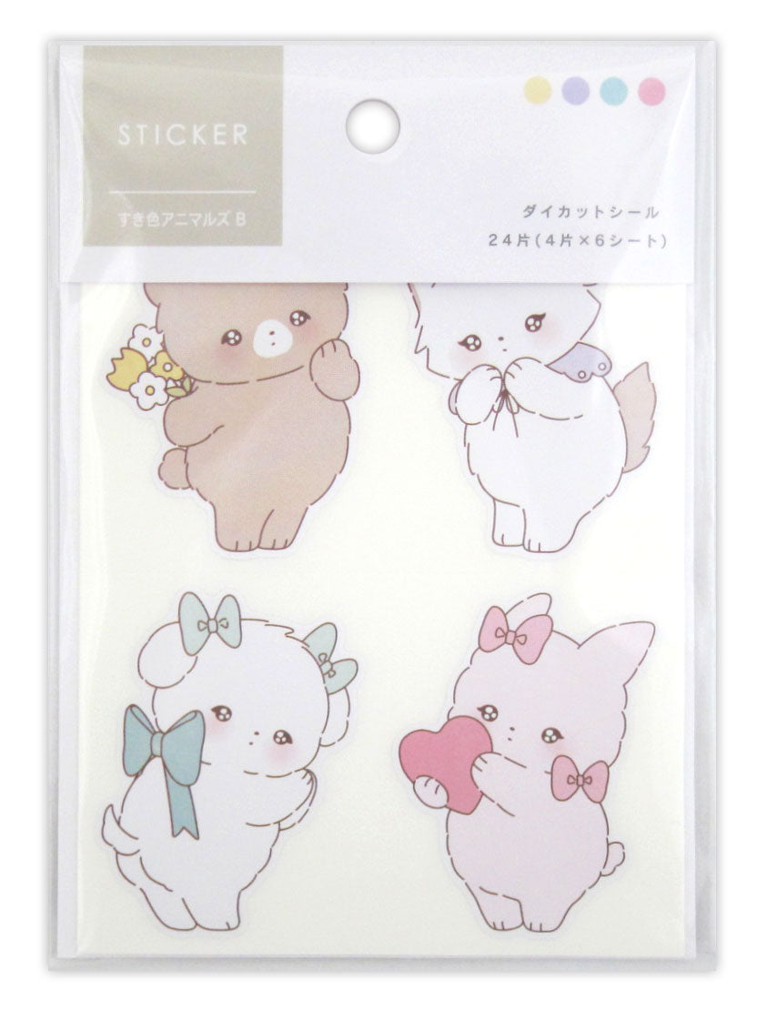 Die-cut stickers, Favorite Color Animals, B, 24 pieces