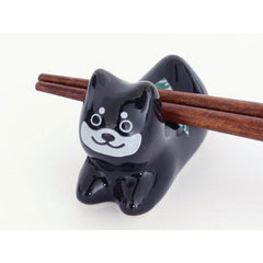 Porcelain Chopstick rest black dog