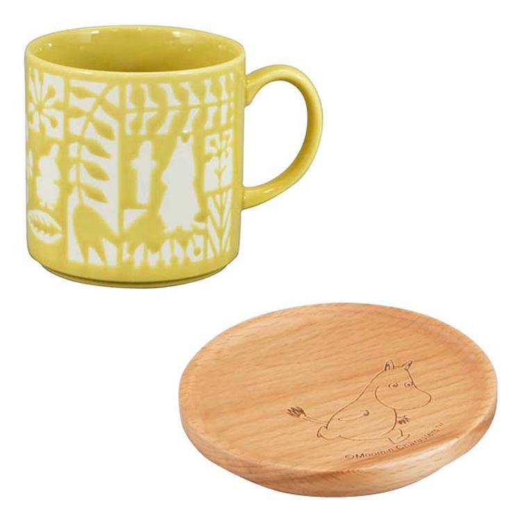MOOMIN mug with wooden coaster 350ml (yellow) - J Mart
