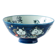 Mino ware Rice Bowl -Lucky cat