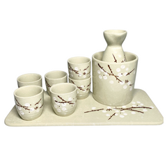 Japan Sake Set One bottle with 6 cups White Plum
