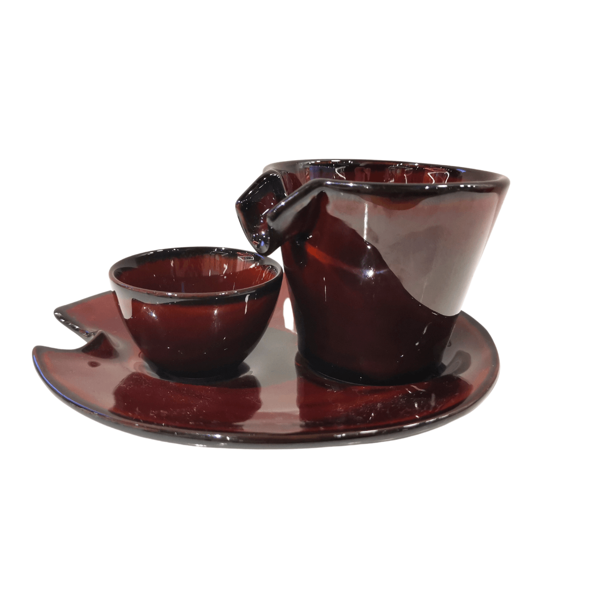 Ceramic Urushi brown sizuru saucer - J Mart