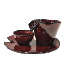 Ceramic Urushi brown sizuru saucer - J Mart