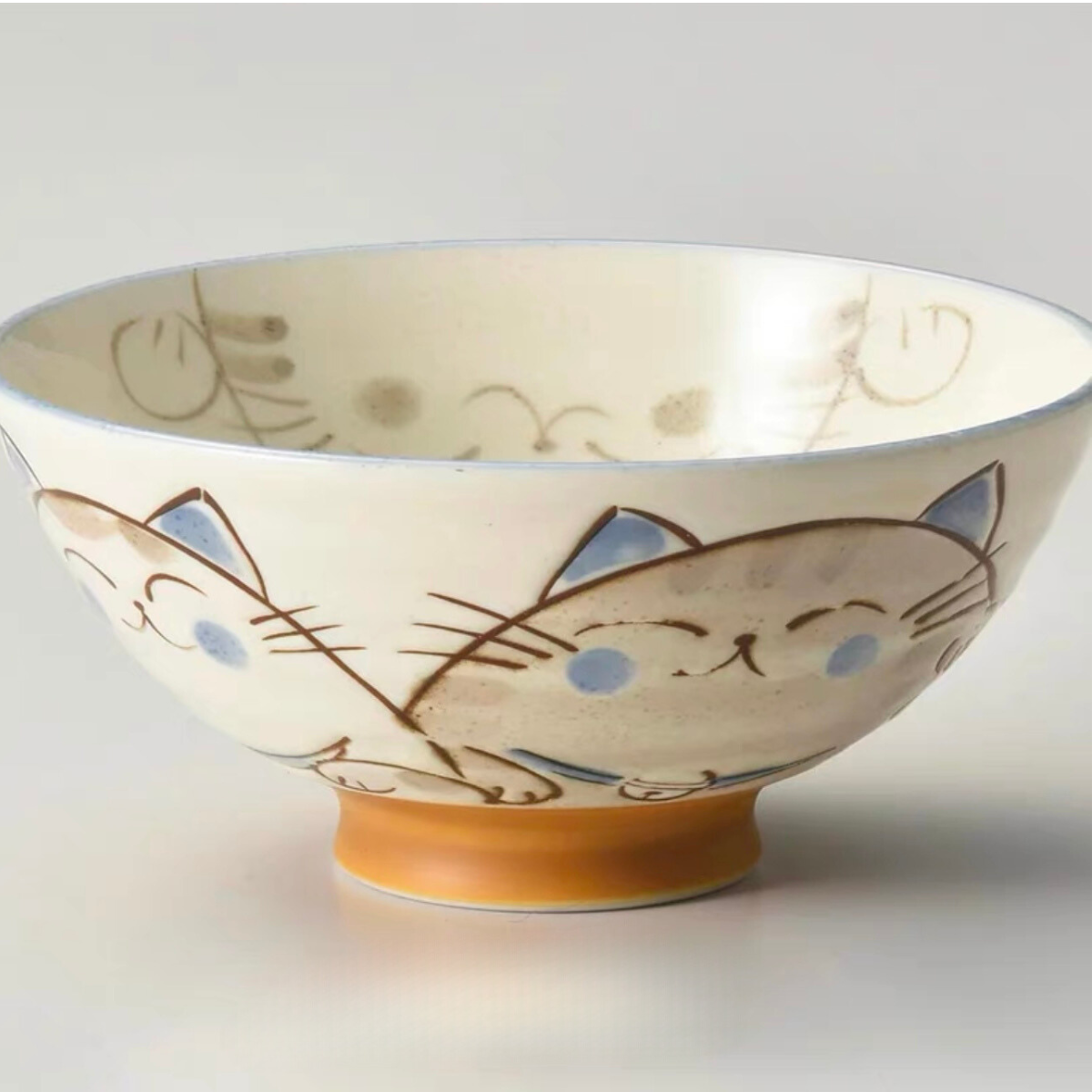 Mino ware Rice Bowl -Calico Cat