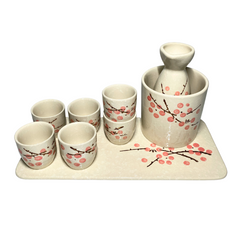 Japan Sake Set One bottle with 6 cups Red Plum